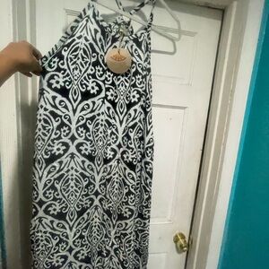 Tangerine Black and White Maxi Dress